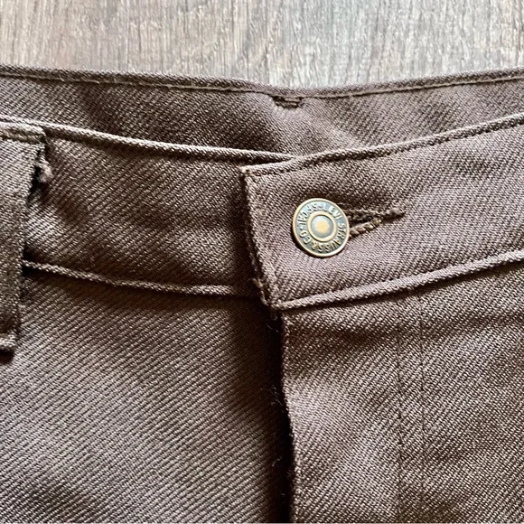 Vintage Levi's chocolatebrown polyester twill pants (Style 698M/66475-4) W38 L32